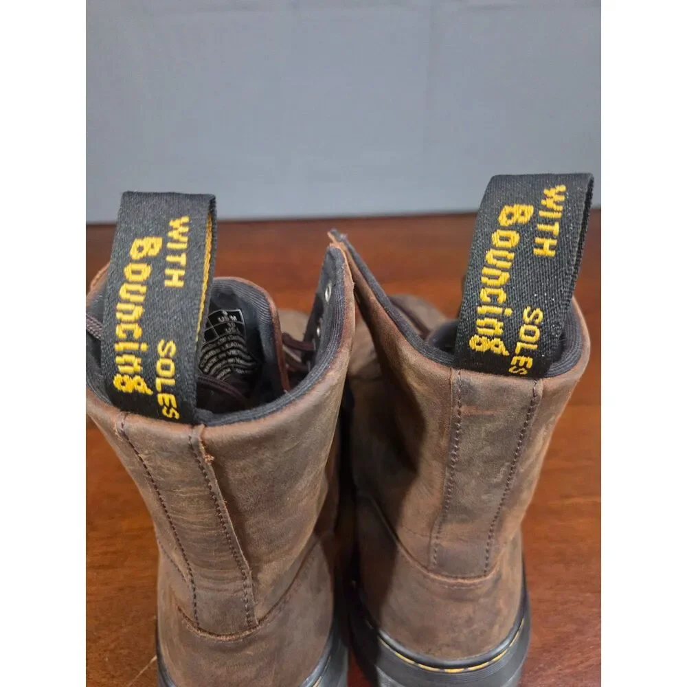 Dr Martens Combs Leather Boots Mens Size 9 Womens 10 Tan Brown Lace Up Ankle
